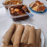 Doro Wat (Ethiopian Spiced Chicken) and Injera bread
