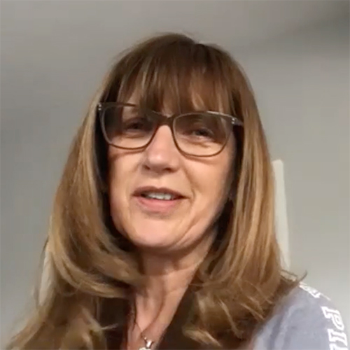 A woman in glasses
